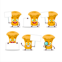 Chanterelle cartoon in character bring information board