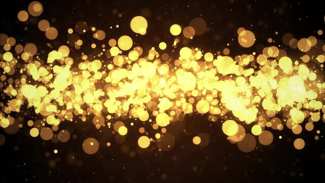 Beautiful light Shining golden confetti shining with bright magic light particles abstract loop Background with shiny red Golden particles. Oscar awards show. light motion titles, music stage TV show.
