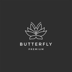 Butterfly Logo geometric design abstract vector template Linear style icon  on black background