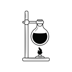Laboratory science test tube vector illustration, simple hand drawn Chemical bottle  Line Icon