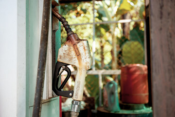 Old of spout in gas station.