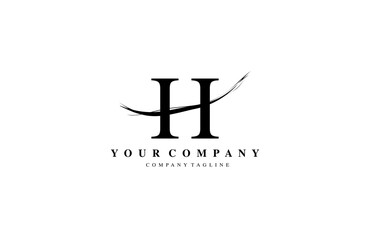 H Letter Logo Design Brush Stroke