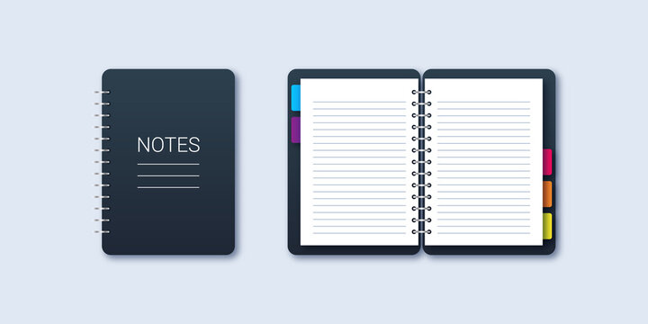 Open and closed notepad illustration