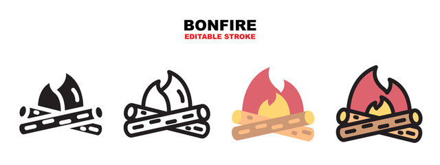 Bonfire icon set with different styles. Editable stroke and can be used for web, mobile, ui and more.
