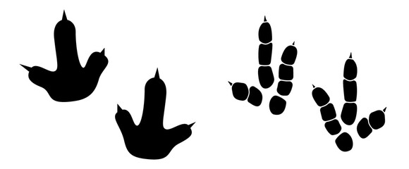 Dinosaur footprint tracks vector set illustration. Background with paw, claw predator. Dinosaur footprint illustration perfect for textile, wrap and wallpaper and design.