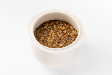 Fresh mung bean porridge on pure white background
