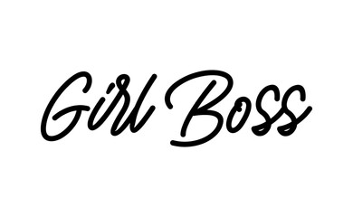 Naklejka premium Girl boss text vector design. Calligraphic motivational quote for t shirt and prints. Female power lettering poster print.