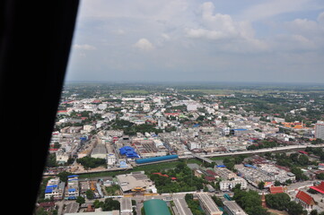 Rice field tourist attractions in thailand Helicopter photos