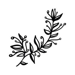 Single hand drawn branch for spring decoration. Doodle vector illustration. Isolated on white background. Stock illustration