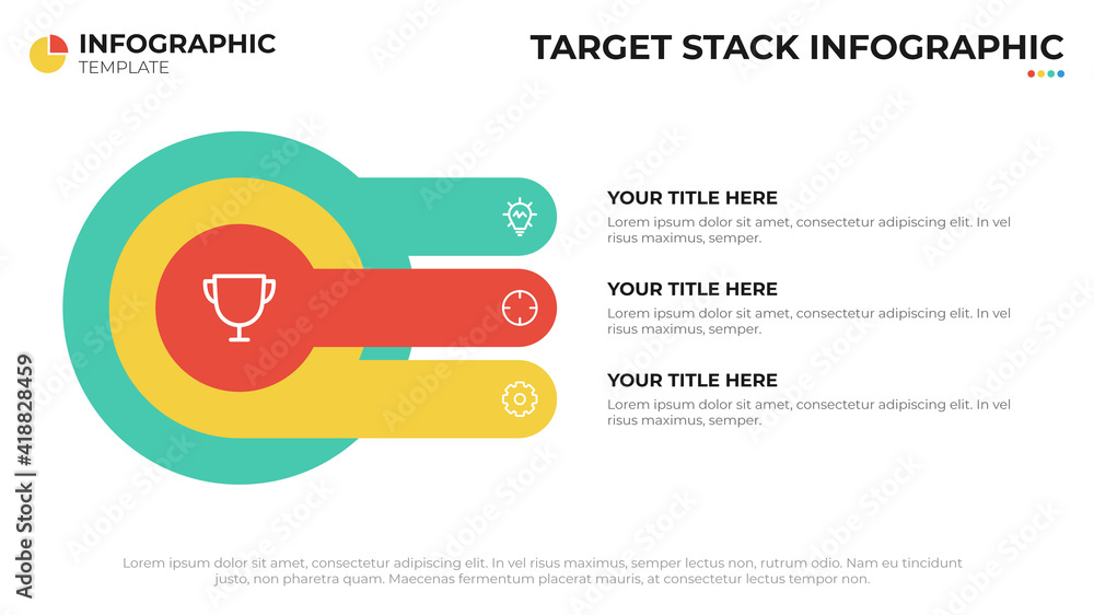 Poster target or goal diagram with 3 options, infographic element, presentation layout template vector