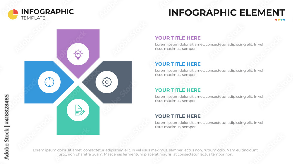 Poster cross diagram with 4 list or options, infographic element vector, presentation layout template