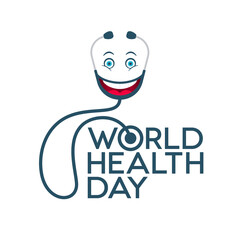 World Health Day Lettering with Emoticon Stethoscope