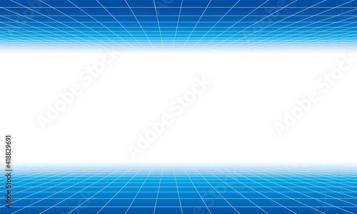 青いグラデーションの遠近感があるグリッドの背景イラスト素材 Wall Mural Meloa