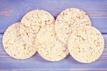 Puffed rice or corn waffles, healthy nutrition concept