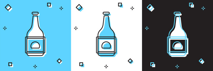 Set Beer bottle icon isolated on blue and white, black background. Vector.