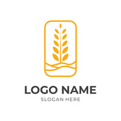 wheat logo design flat yellow color style
