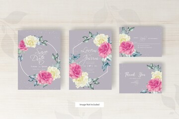 beautiful floral arrangement wedding invitation card template design