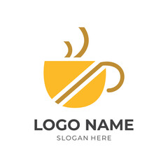 coffee logo vector flat yellow and brown color style
