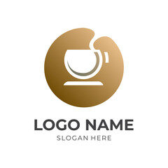 coffee logo with circle design flat brown color style