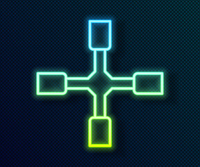 Obraz premium Glowing neon line Wheel wrench icon isolated on black background. Wheel brace. Vector.