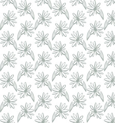 Green abstract flower seamless vector repeating pattern