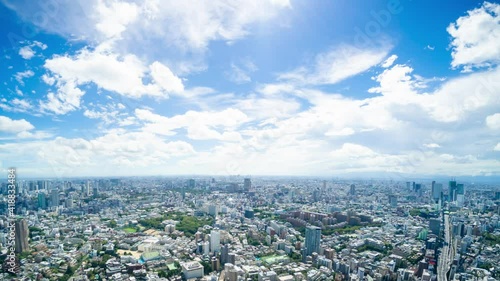 東京 ワイド 160度魚眼 タイムラプス 夏空 Wall Mural Oka
