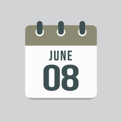 Icon day date 1 June, template calendar page