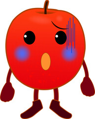 ショックを受ける可愛いりんごのキャラクター