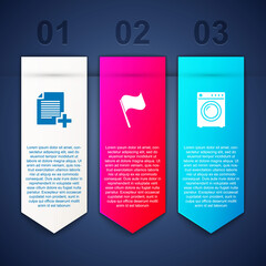 Fototapeta premium Set Add new file, Flag and Washer. Business infographic template. Vector.