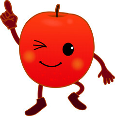 指さしをする可愛いりんごのキャラクター