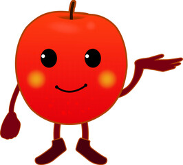 案内する可愛いりんごのキャラクター