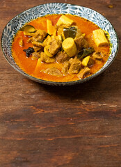 Malay dish bamboo shoots curry with beef or locally known as 