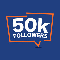 50k Followers Template for Celebrating in Online Social Media Networks Vector Illustration.