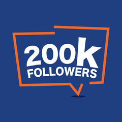 200k Followers Template for Celebrating in Online Social Media Networks Vector Illustration.