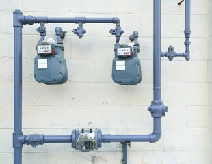 close up on gas meter and pipe installed