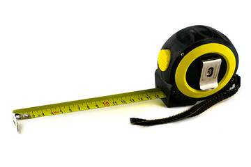 construction meter - tape measure with extended ruler isolated on a white background