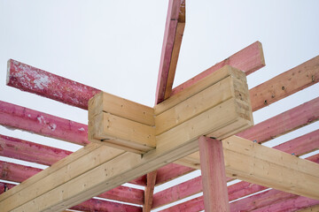 Unfinished roof rafters