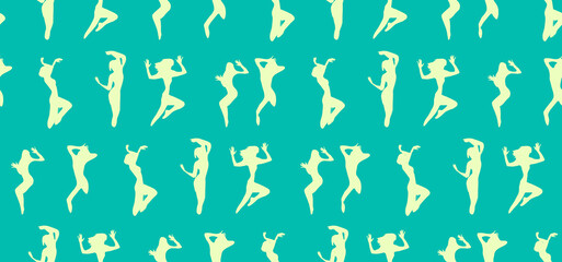 Abstract Sext Woman Silhouettes Seamless Pattern Trendy Fashion Color Minimalist Stylish Design Perfect For Fashion and Wrapping Paper Print