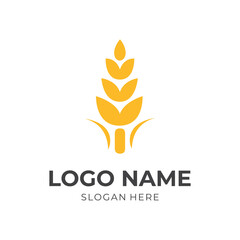 simple wheat logo design flat yellow color style