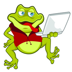 green frog mascot cartoon in vector