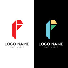 letter F logo concept vector with flat colorful style