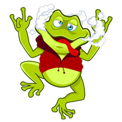 green frog mascot cartoon in vector