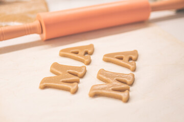 christmas cookies on the table, making holiday homemade gingerbread