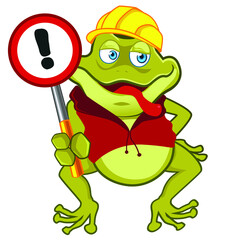 green frog mascot cartoon in vector