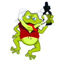 green frog mascot cartoon in vector
