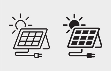 Solar panel station icon on white background. Vector illustration. - obrazy, fototapety, plakaty