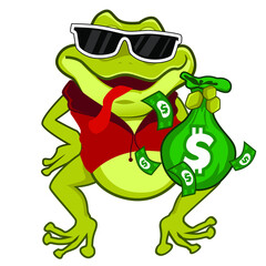 green frog mascot cartoon in vector