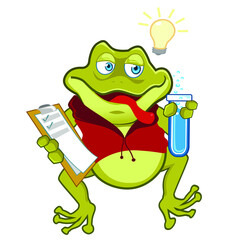 green frog mascot cartoon in vector