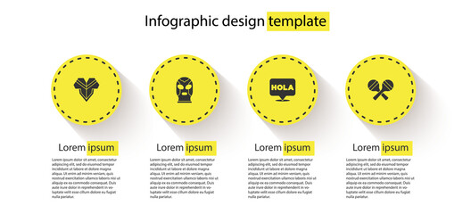 Set Poncho, Mexican wrestler, Hola and Maracas. Business infographic template. Vector. © vector_v