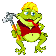 Obraz premium green frog mascot cartoon in vector